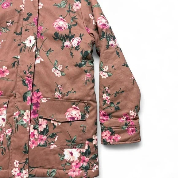 The Children's Place Floral Puffer Jacket with Faux Fur Hood - Picture 6 of 8